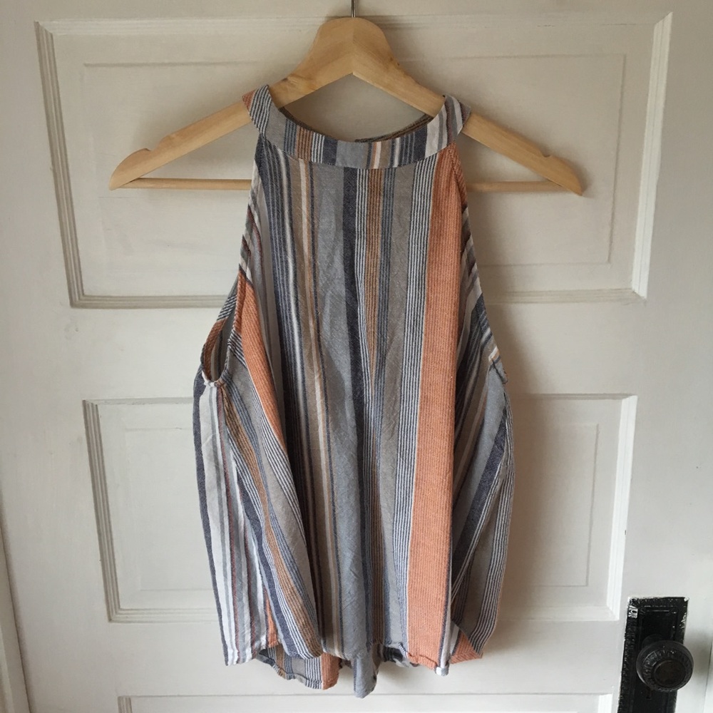 striped high neck tank